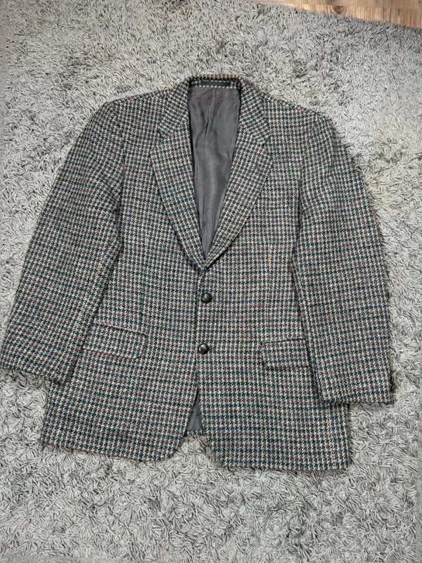Vintage Tweed blazer Houndstooth Meerkleurig, Kleding | Heren, Harris Tweed, Overige maten, Ophalen of Verzenden, Grijs