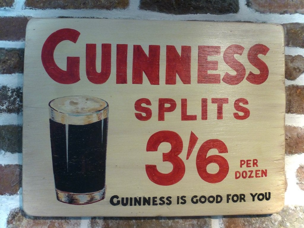 Handgeschilderd houten Irish pub bord / Guinness Extra Stout, Reclamebord, Ophalen of Verzenden, Zo goed als nieuw, B6
