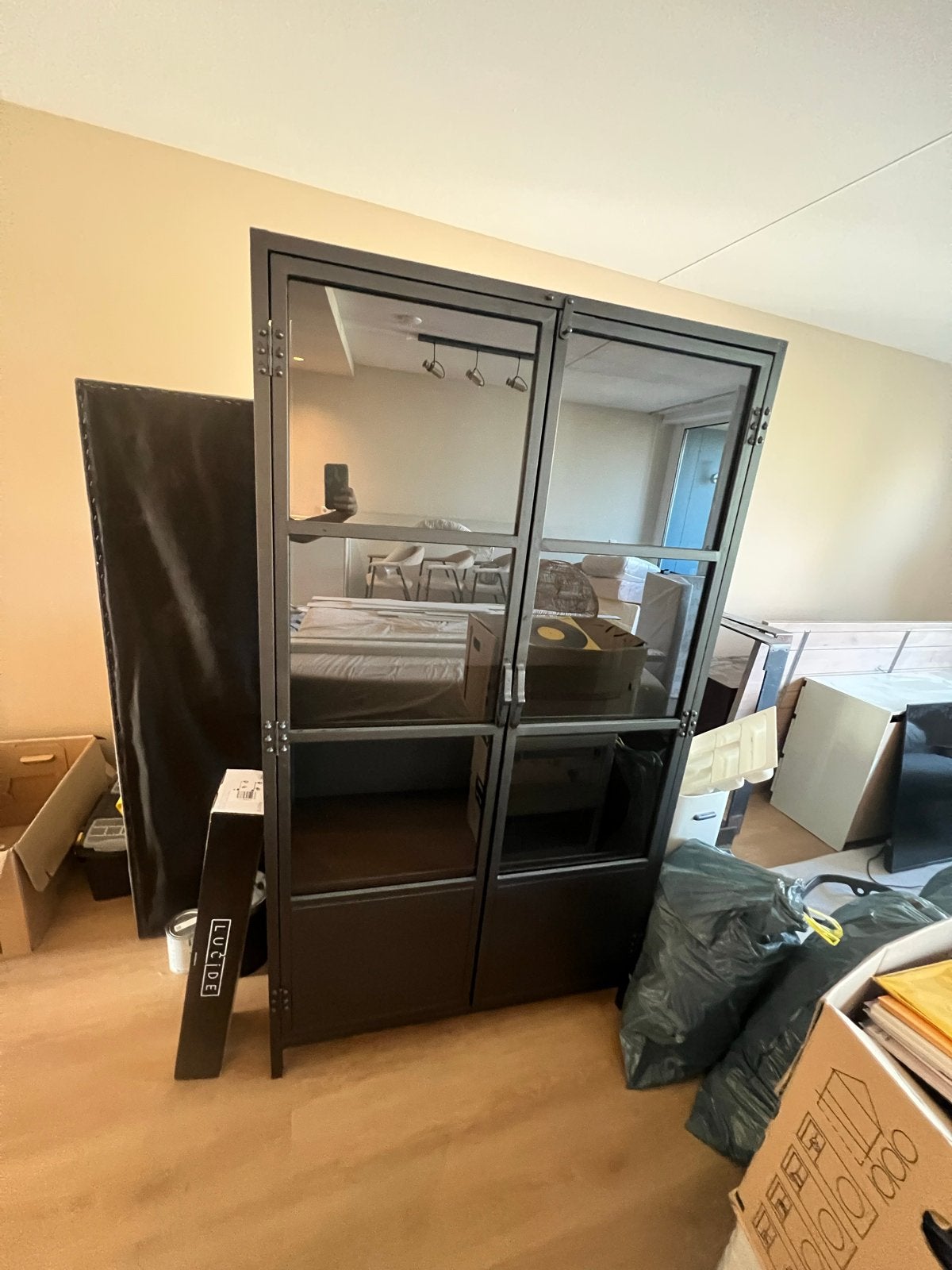 Zwarte vitrinekast, Ophalen, Gebruikt, 50 tot 100 cm, Glas