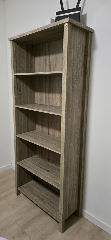 Boekenkast 5 vakken | grijs eiken | 180cm hoog | modern |, Huis en Inrichting, Kasten | Boekenkasten, Ophalen, Eikenhout, 50 tot 100 cm