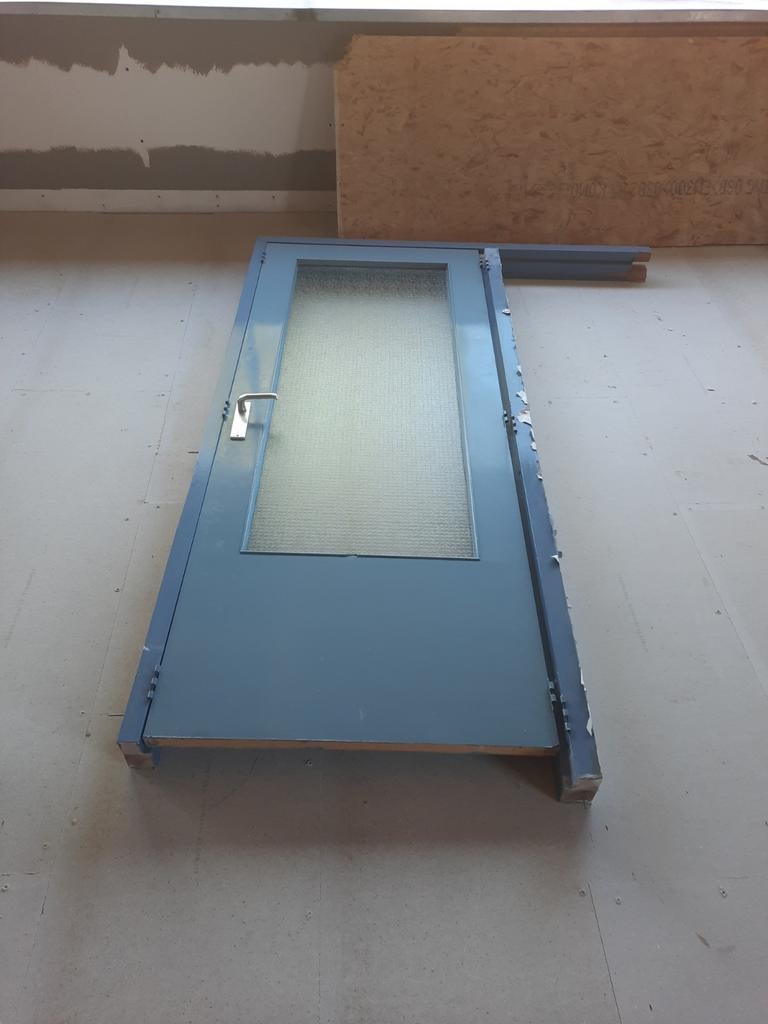 Multiplex binnendeur met glas, Ophalen, Hout, 75 tot 150 cm, Deurkozijn