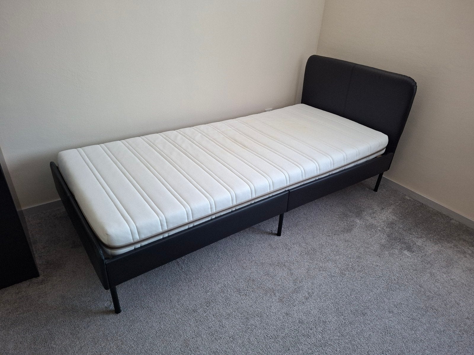 Ikea Slattum bed 90x200 met Malvik matras, Ophalen, Overige materialen, 90 cm, Eenpersoons