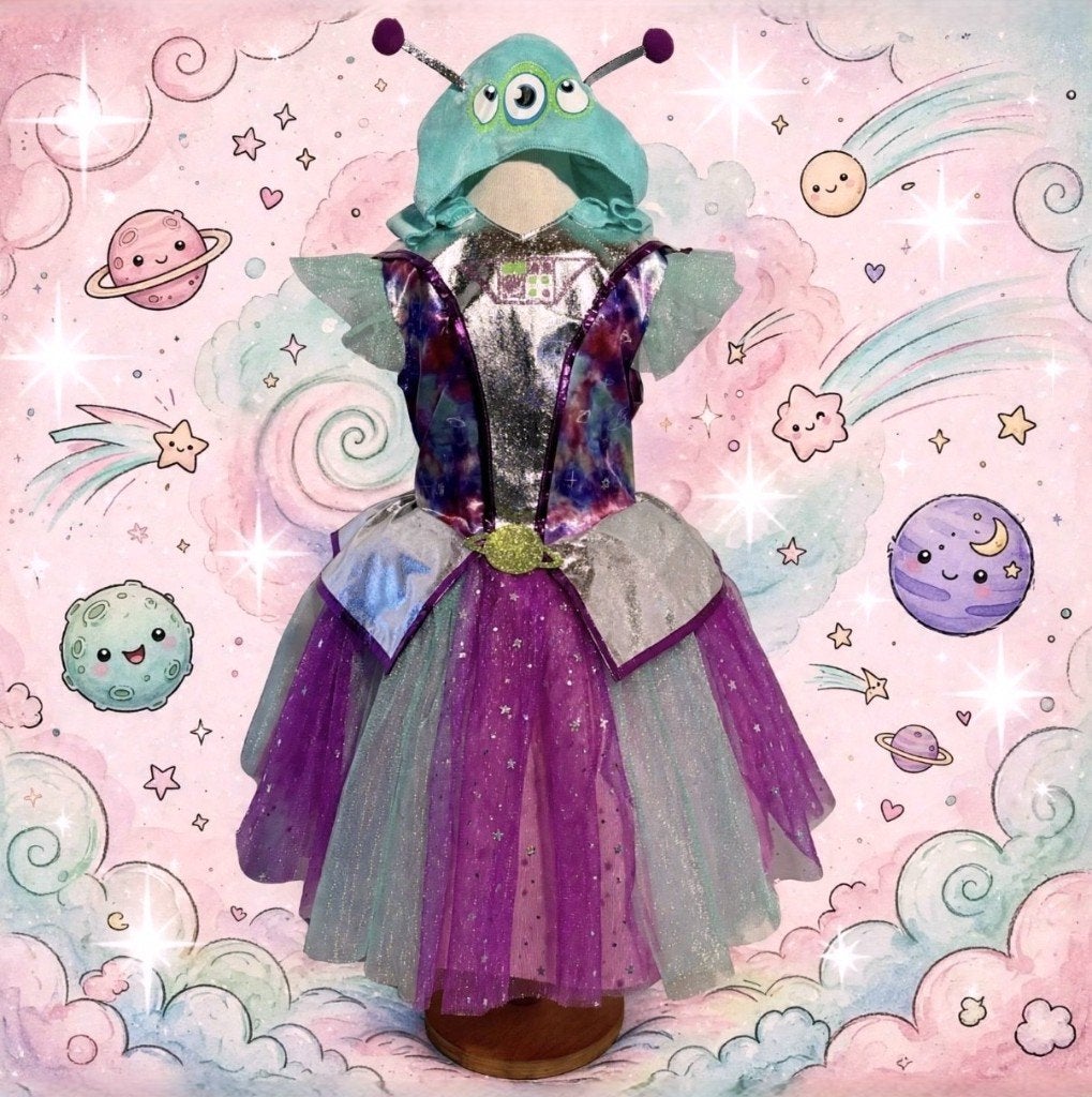 Nieuw ! Maat 98-104 Mooie Multi Colour Space Prinsessenjurk, Ophalen of Verzenden, Nieuw, 104 of kleiner, Meisje