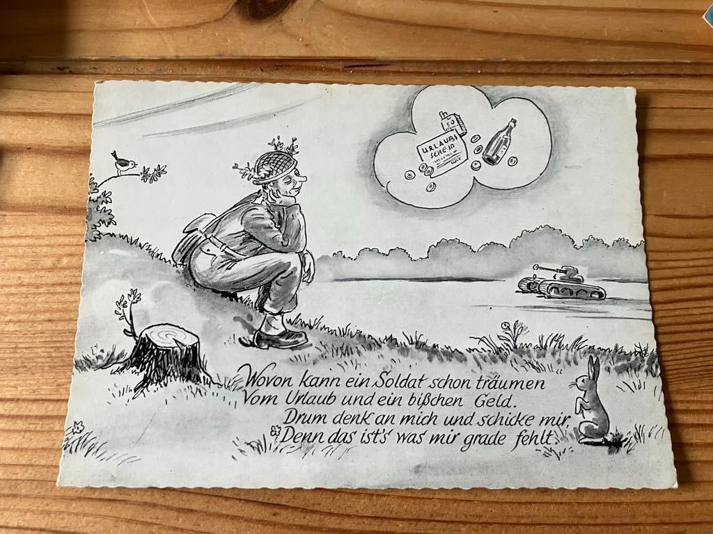 Ansichtkaart duitsland leger militair fantasie cartoon, Verzamelen, Ophalen of Verzenden, 1960 tot 1980