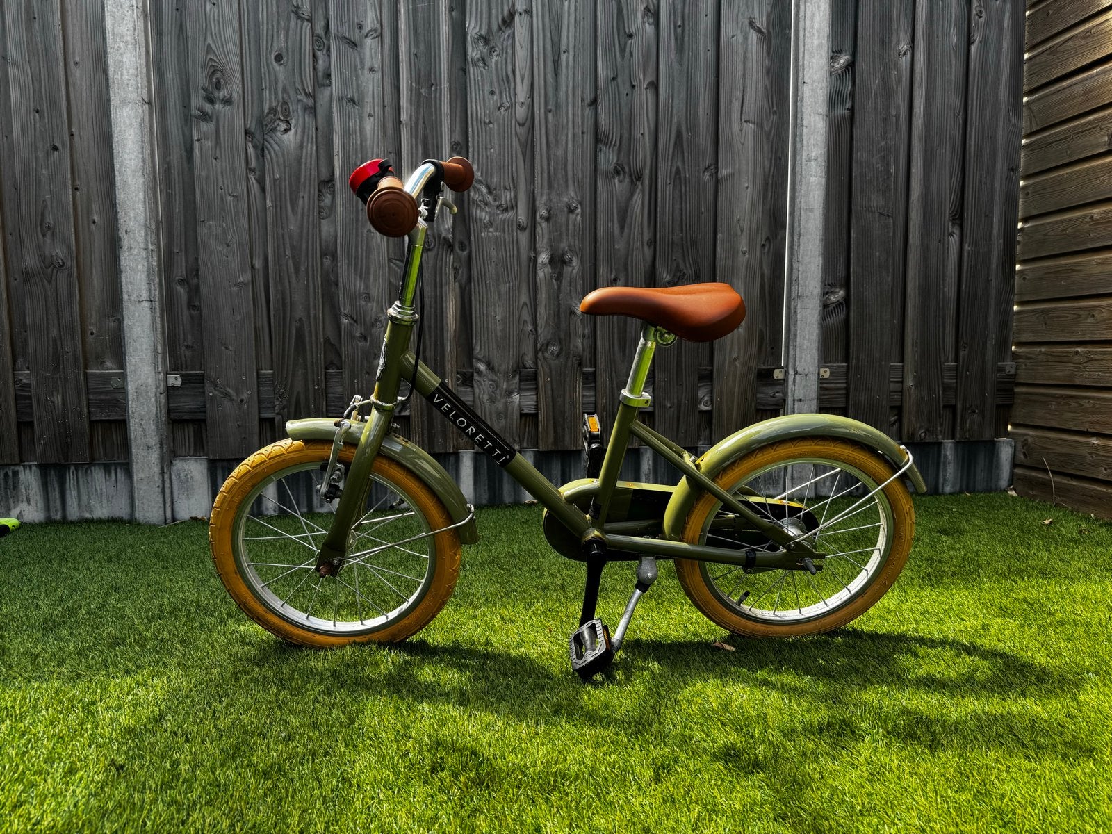 Veloretti Kinderfiets 16 inch - Groen met zijwieltjes, Ophalen, Zijwieltjes, Velgrem, 16 tot 20 inch
