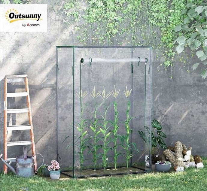 Outsunny Tomatenkas met deur 100x50x150cm Transparant, Staal, Folie, Ophalen of Verzenden, Kweekkas
