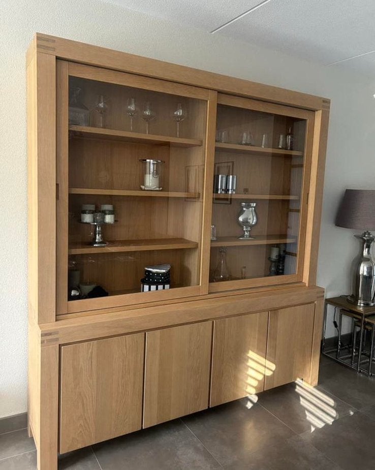 Goossens Eiken buffetkast clear, Huis en Inrichting, Kasten | Buffetkasten, Ophalen, Zo goed als nieuw, 25 tot 50 cm, 200 cm of meer