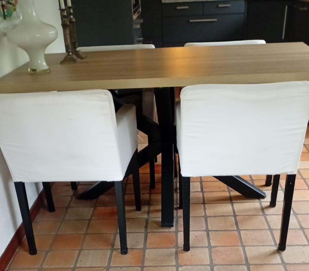 4 witte IKEA Marenas eetkamerstoelen, Ophalen, Gebruikt, Wit, Vier