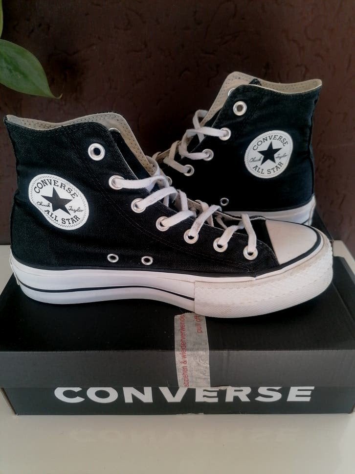Converse All Star Chuck Taylor Platform Sneakers Zwart 38, Zwart, Converse, Ophalen of Verzenden, Sneakers of Gympen
