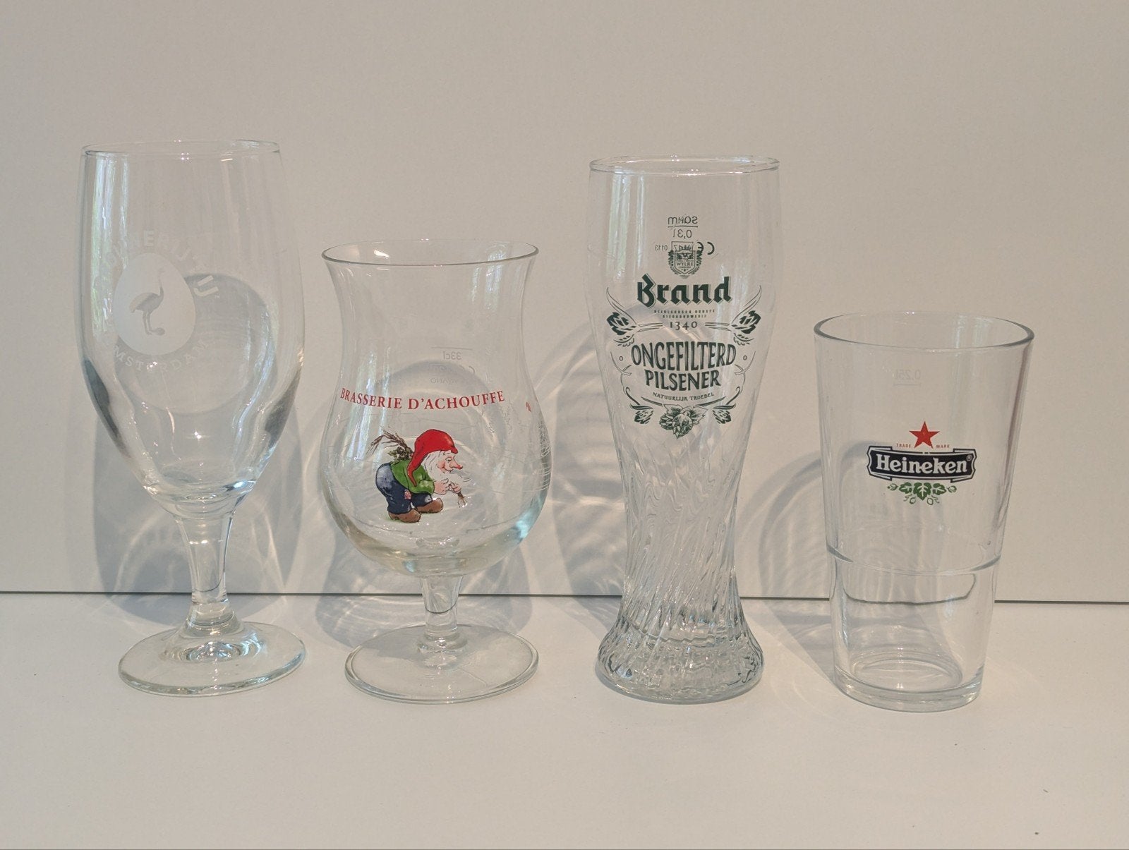 4 speciaalbierglazen, Ophalen, Zo goed als nieuw, Glas of Glazen, Heineken
