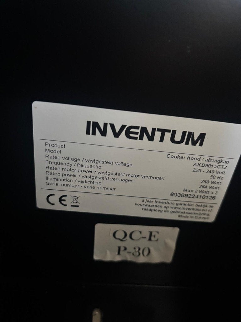 Inventum afzuigkap, Witgoed en Apparatuur, Ophalen, Wandschouwkap, Zo goed als nieuw, Vrijstaand