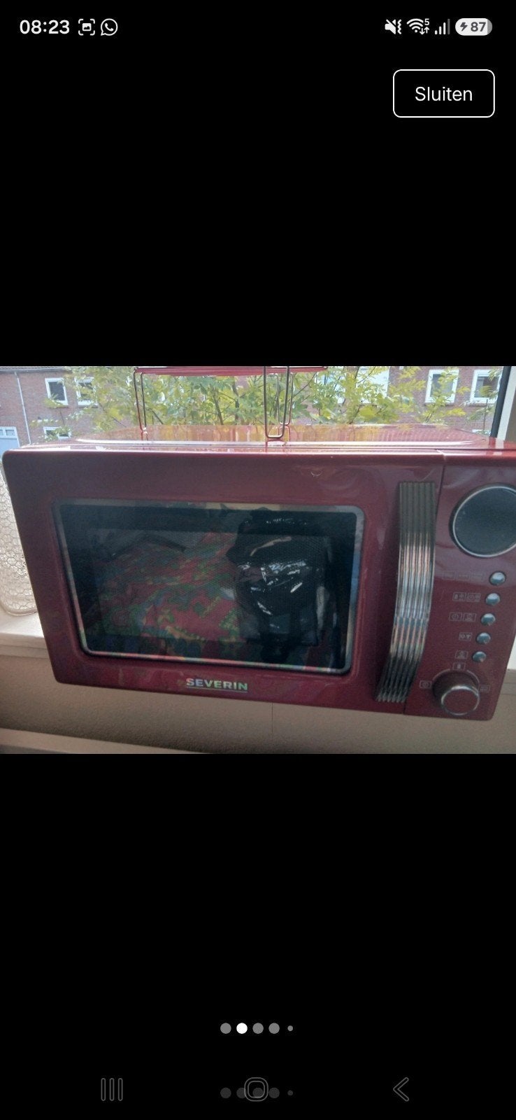 Rood severin Retro Combimagnetron MW 7893, Witgoed en Apparatuur, Ophalen of Verzenden, Zo goed als nieuw, Combimagnetron, Draaiplateau