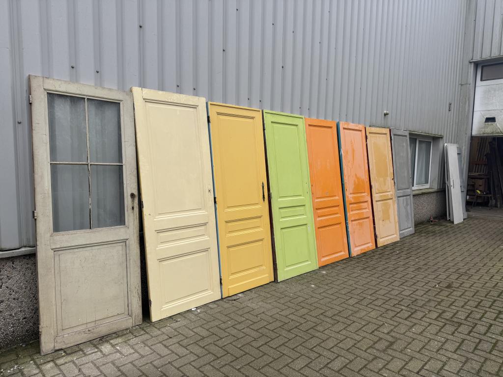 8 antieke paneeldeuren, Doe-het-zelf en Verbouw, Deuren en Horren, Zo goed als nieuw, Binnendeur, 215 cm of meer, 80 tot 100 cm
