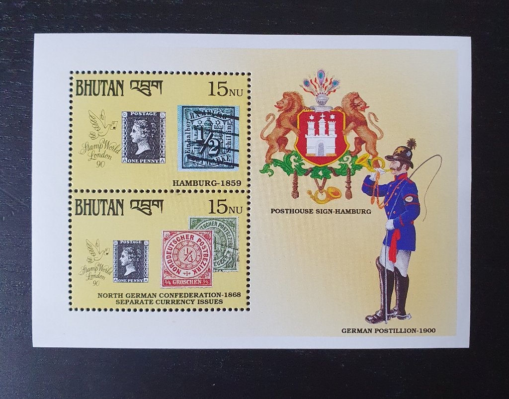 Bhutan 1990 Postzegels Penny Black Michel blok 286 postfris, Verzenden, Postfris, Zuid-Azië