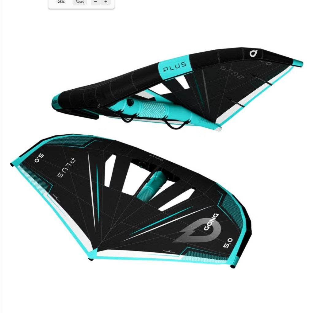 2025 - 5.0 gong plus wing, leash + pomp, verstevigde bladder, Ophalen, Zo goed als nieuw, Wingsurf-wing
