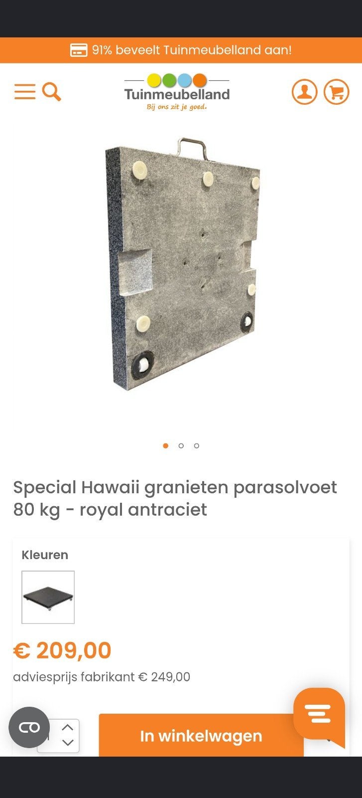Granieten parasolvoet - 80 kg -, Ophalen, Gebruikt, Minder dan 1 meter, Parasolvoet
