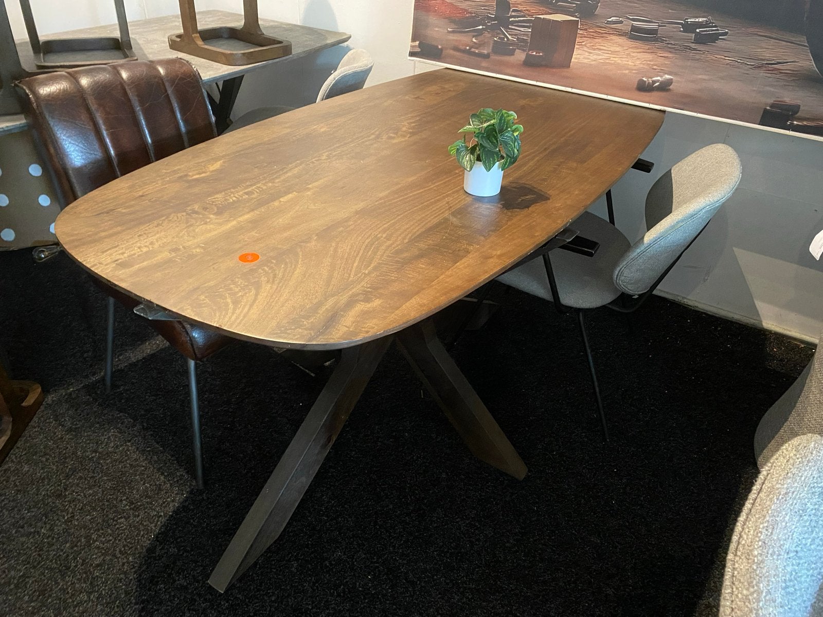 Massief mangohouten Deens ovale tafel 180x90 met spinpoot, Ophalen, Nieuw, 50 tot 100 cm, 150 tot 200 cm