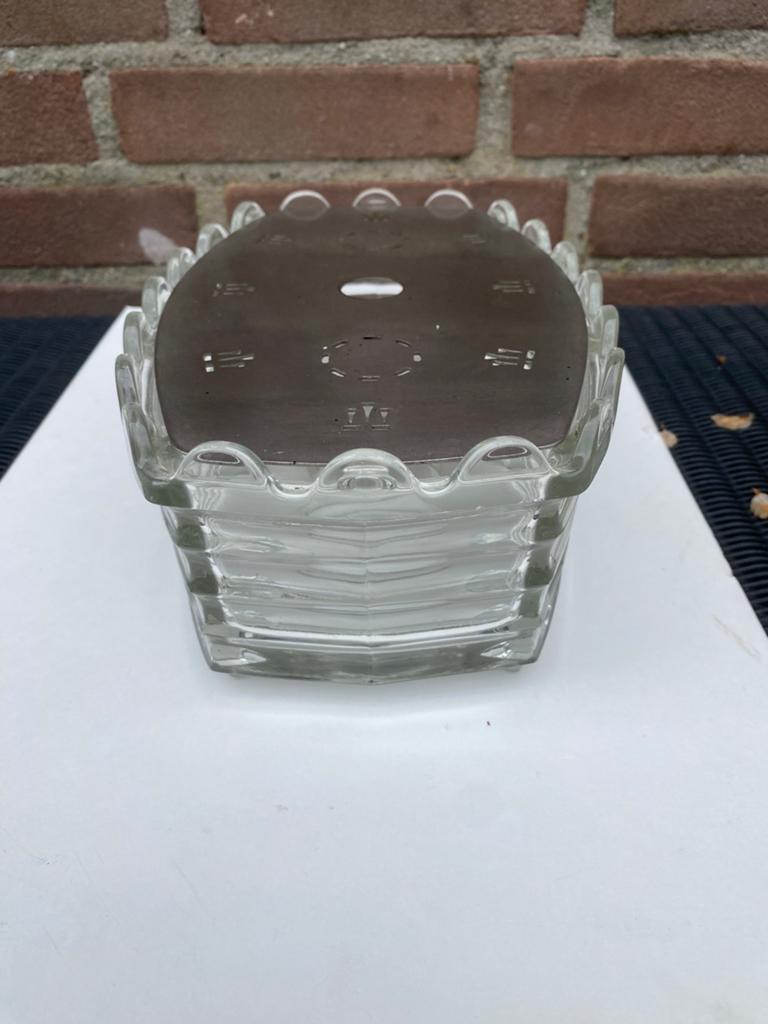 Vintage Waxine Rechaud/Warmhouder (dubbel), merk ‘Verkade’., Antiek en Kunst, Antiek | Glas en Kristal, Ophalen of Verzenden