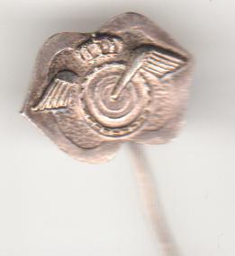 Gevleugeld wiel speld zilver of zilverkl., Verzenden, Zo goed als nieuw