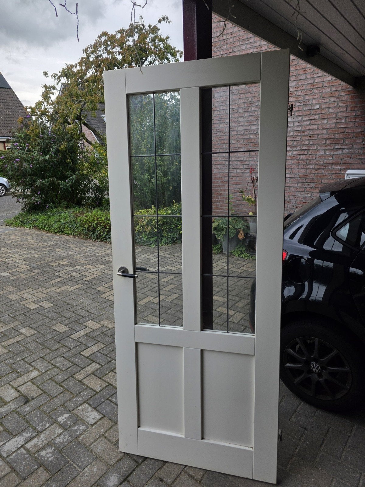 Witte binnendeur (opdek) 83x201.5 cm (rechts) met glaspanele, Doe-het-zelf en Verbouw, Ophalen, Gebruikt, 80 tot 100 cm, Binnendeur