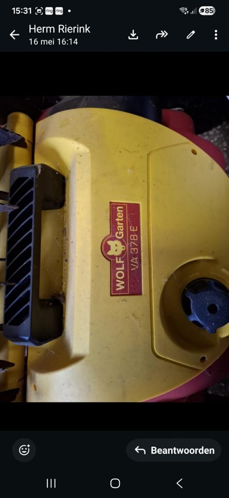 Wolf VA 378 E verticuteermachine met haak- en rechte messen, Tuin en Terras, Verticuteermachines, Ophalen of Verzenden