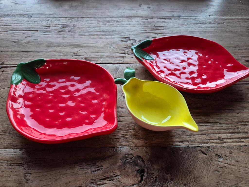 3 schaaltjes aardbei en citroen, Ophalen of Verzenden, Overige stijlen, Schaal of Schalen