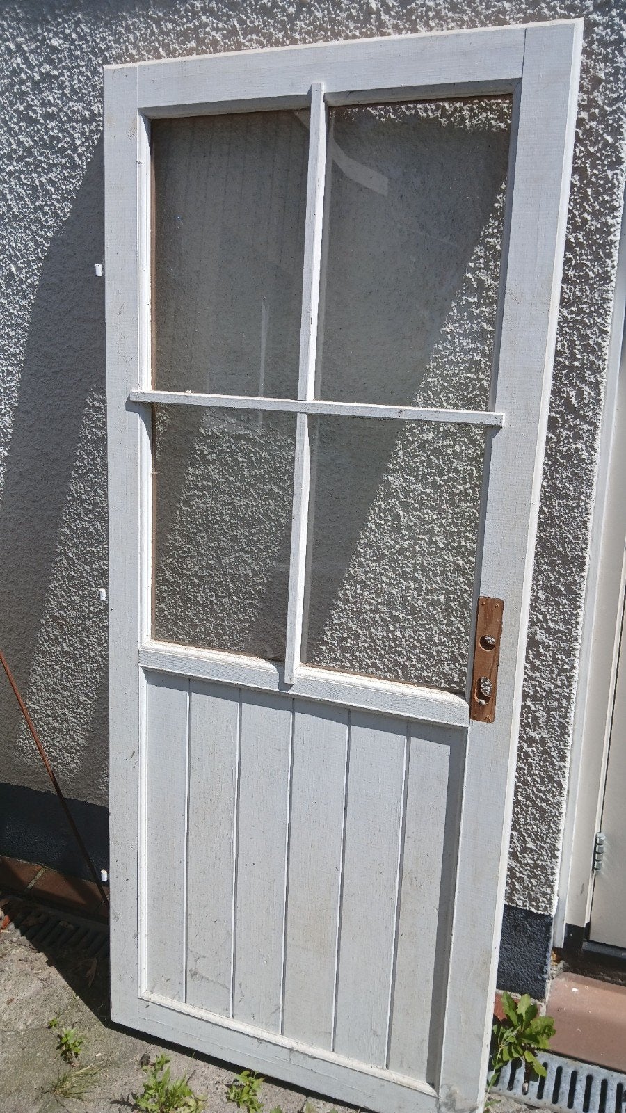 Schuurdeur douglashout + 2 ramen samen te koop, Ophalen, Minder dan 80 cm, Minder dan 200 cm, Glas