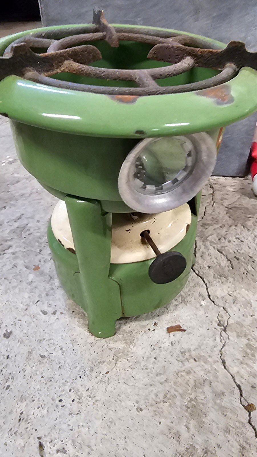 Vintage Groene Petroleum Kooktoestel - Camping Kookplaat, Ophalen of Verzenden