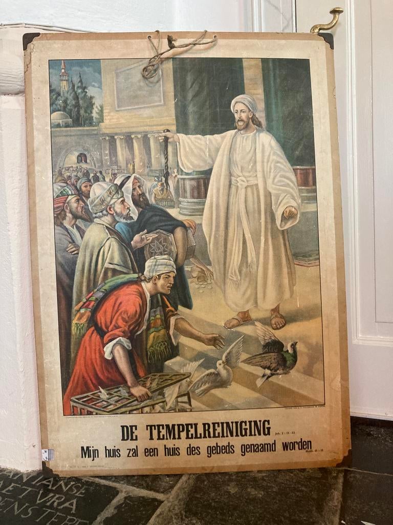 Schoolplaat De Tempelreiniging, Ophalen, Geschiedenis