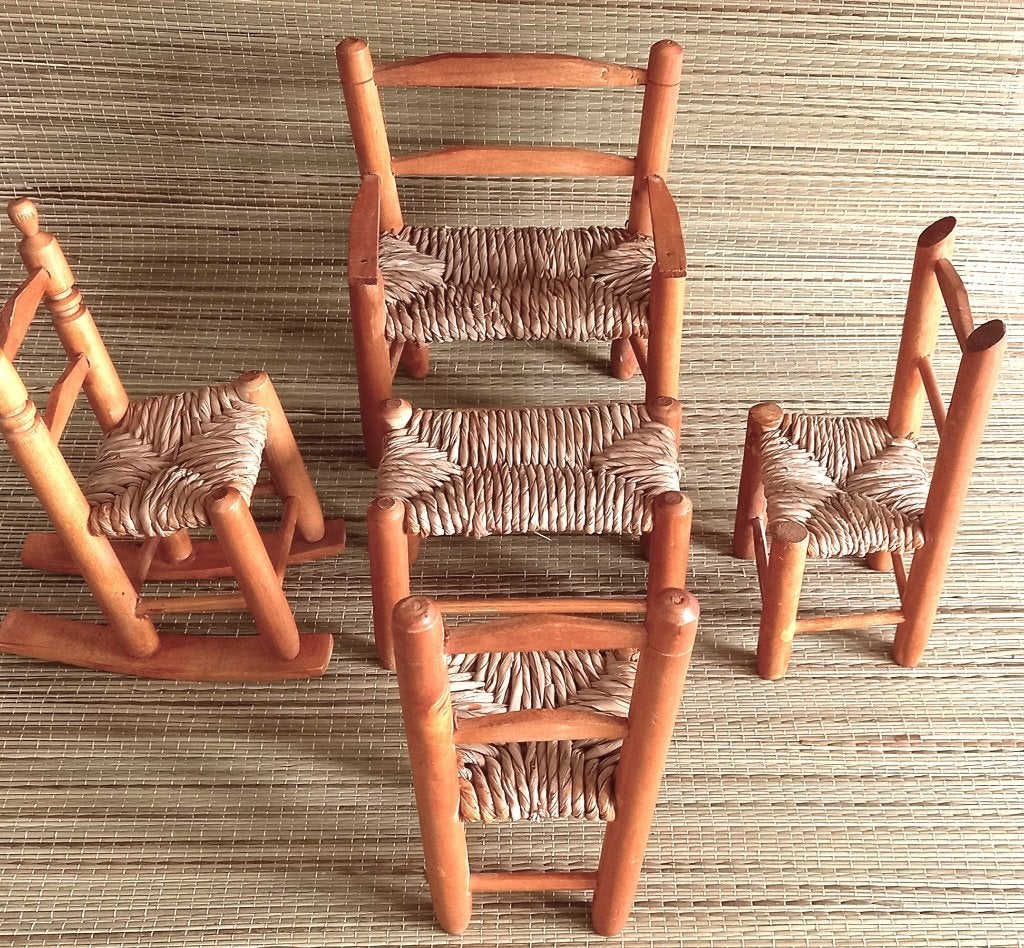 Vintage houten met riet Barbie/Cindy meubeltjes., Kinderen en Baby's, Speelgoed | Poppen, Ophalen of Verzenden, Zo goed als nieuw