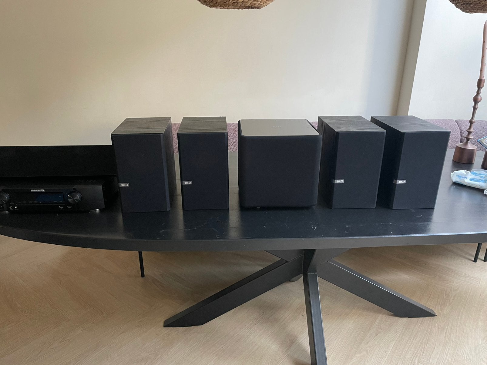 KEF 5.1 home cinema Set Q100, KUBE-2, T101c + Marantz NR1605, Gebruikt, 70 watt of meer, 5.1-systeem, Overige spelers