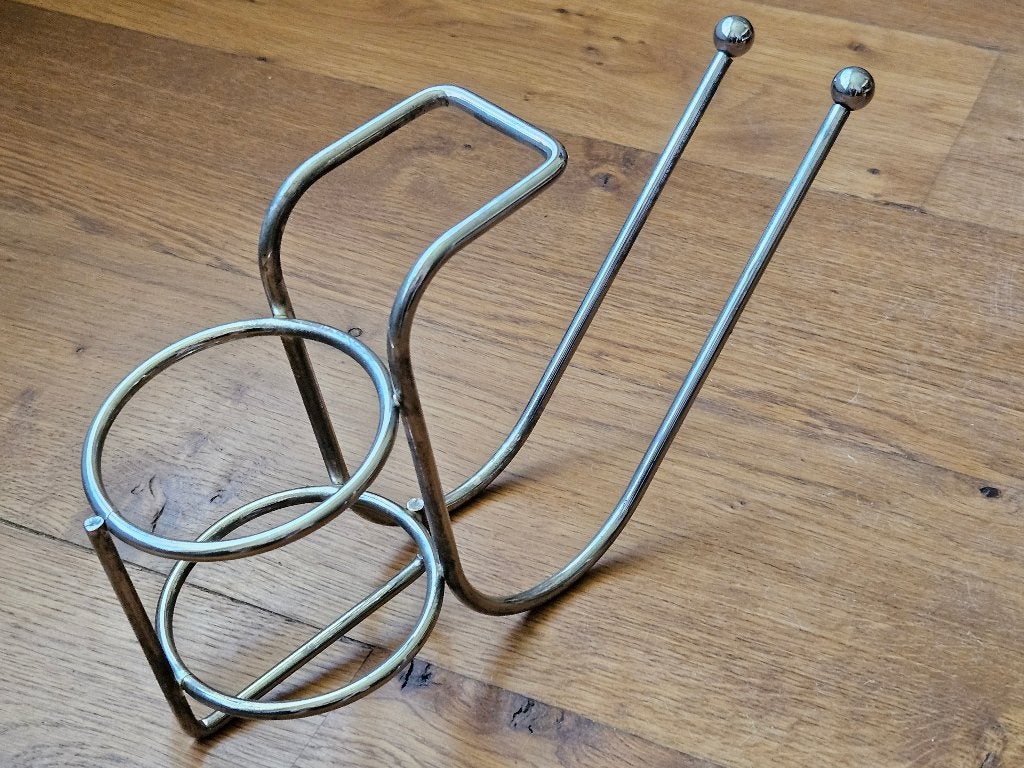Vintage verzilverde flessenhouder / wijnrekje voor aan tafel, Antiek en Kunst, Ophalen of Verzenden