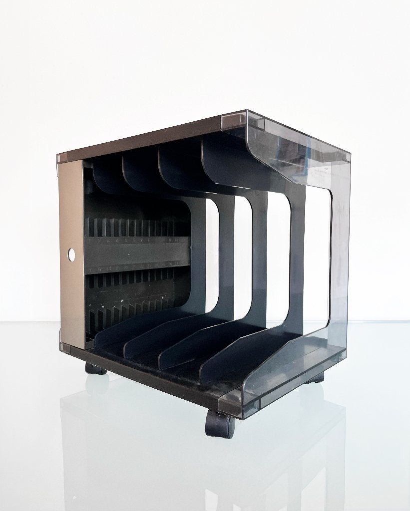 Vintage DBGM plexiglass Vinylrek met wieltjes, Ophalen of Verzenden, Huis en Inrichting