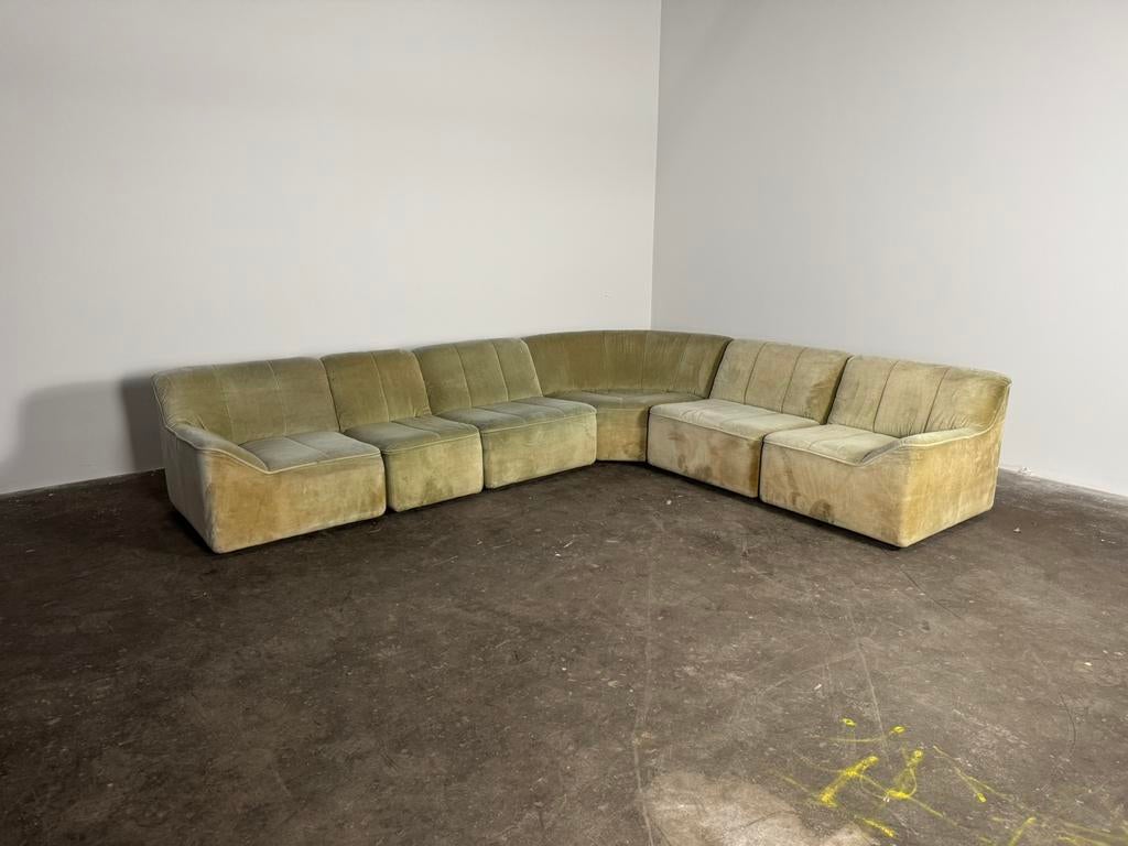 Vintage retro elementenbank groen velours, Ophalen
