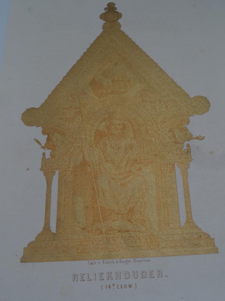 litho gouden reliekhouder 14e eeuw, Emrik en Binger, Antiek en Kunst, Verzenden