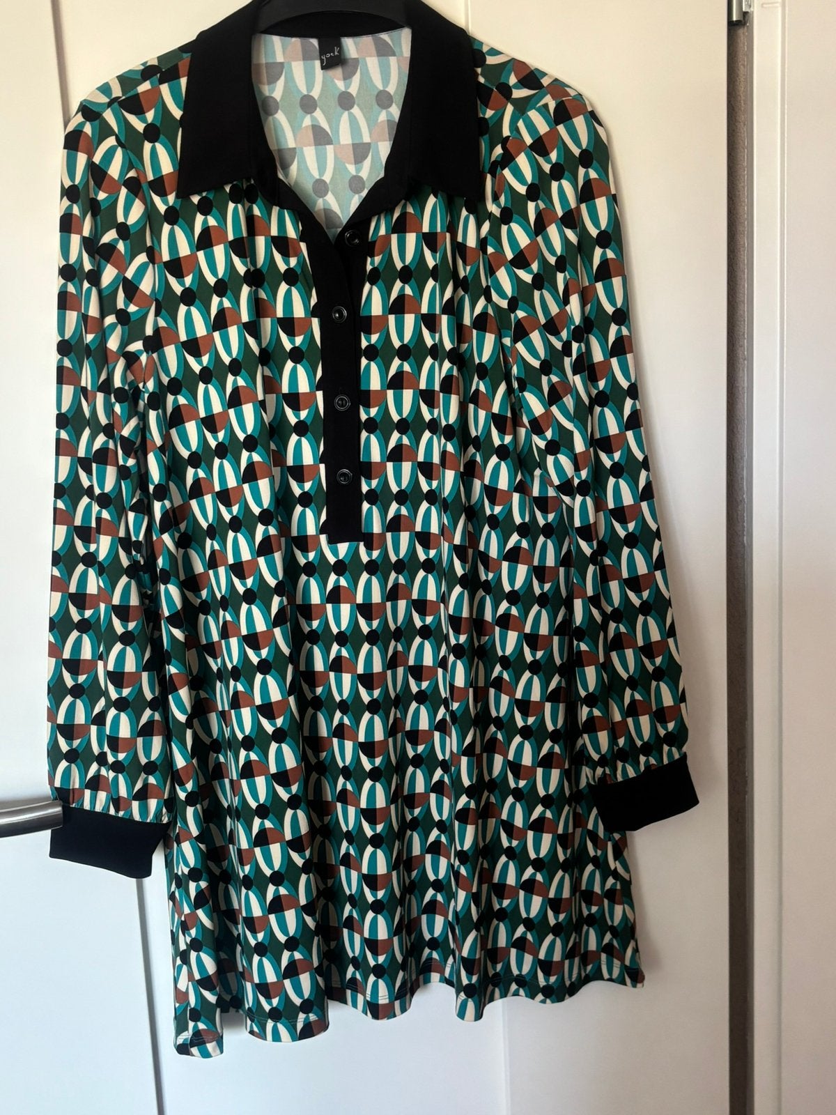 Yoek tuniek a-lijn, 46/48, zwart/groen, niet gedragen, Yoek, Verzenden, Nieuw, Blouse of Tuniek