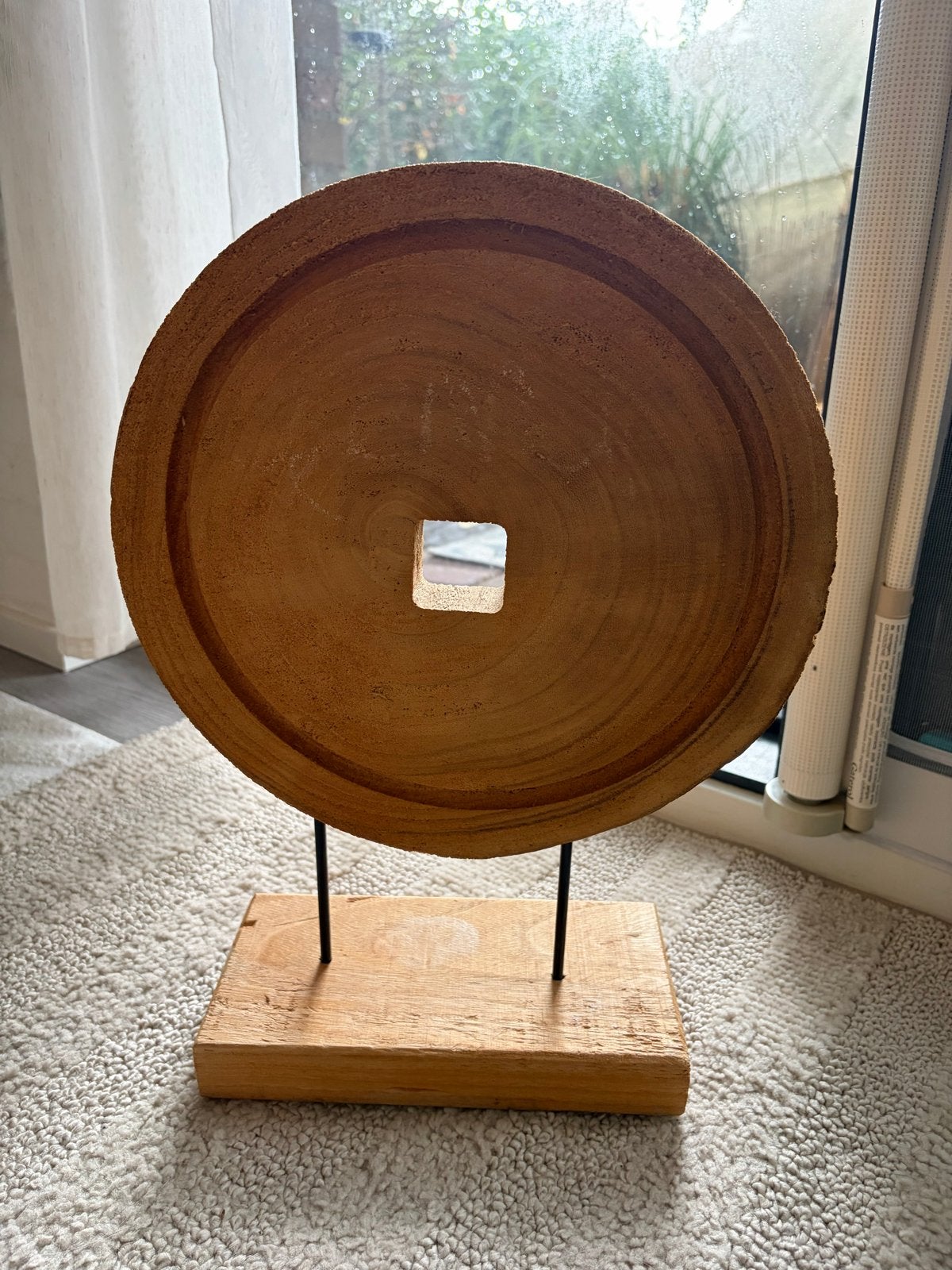 Decoratieve schijf op standaard - Hout, Ophalen of Verzenden, Minder dan 50 cm