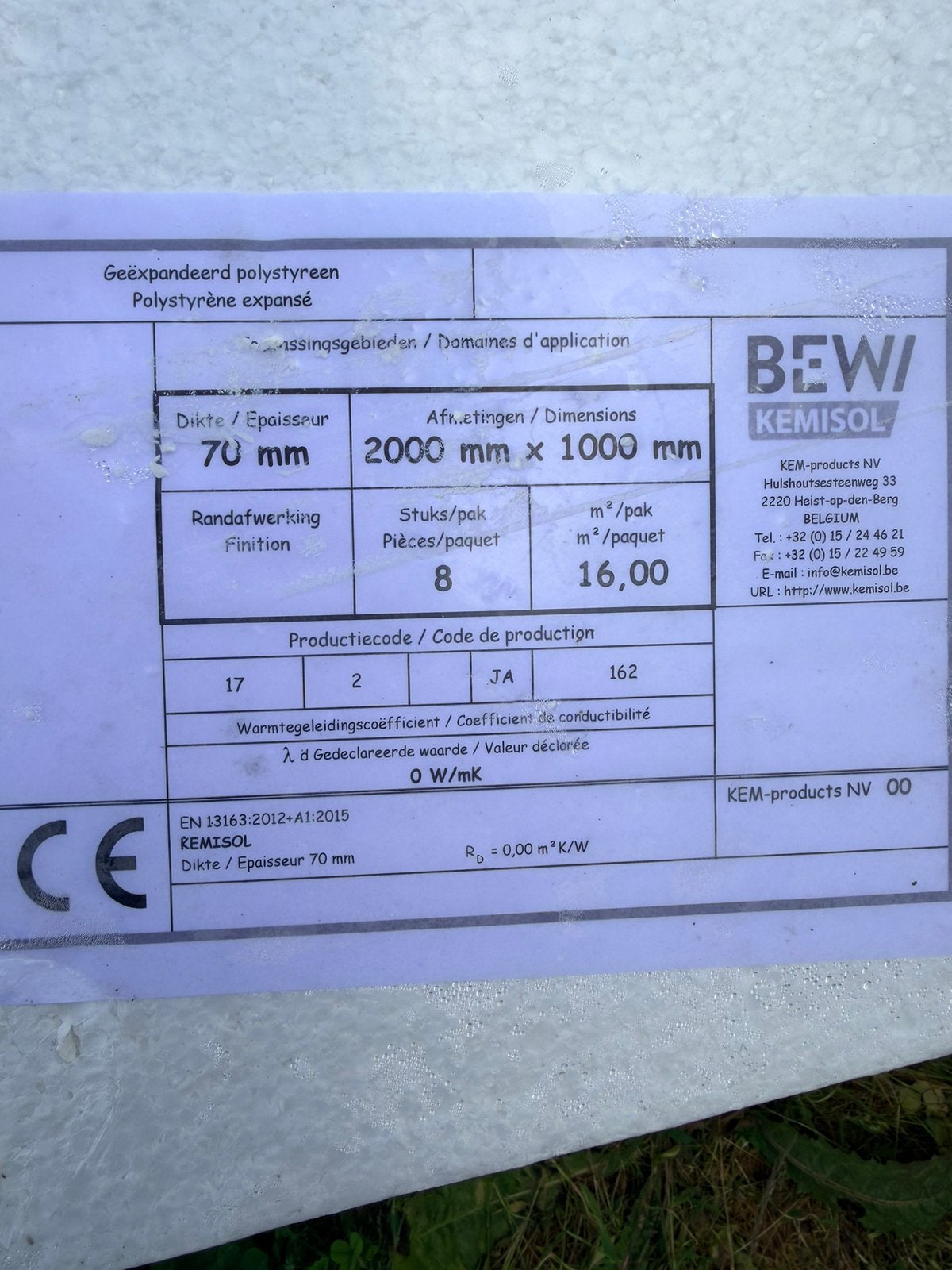 EPS platen 7cm 2x1 meter 56 stuks (nieuw) 112m2, Ophalen, Zo goed als nieuw, 15 m² of meer, Vloerisolatie