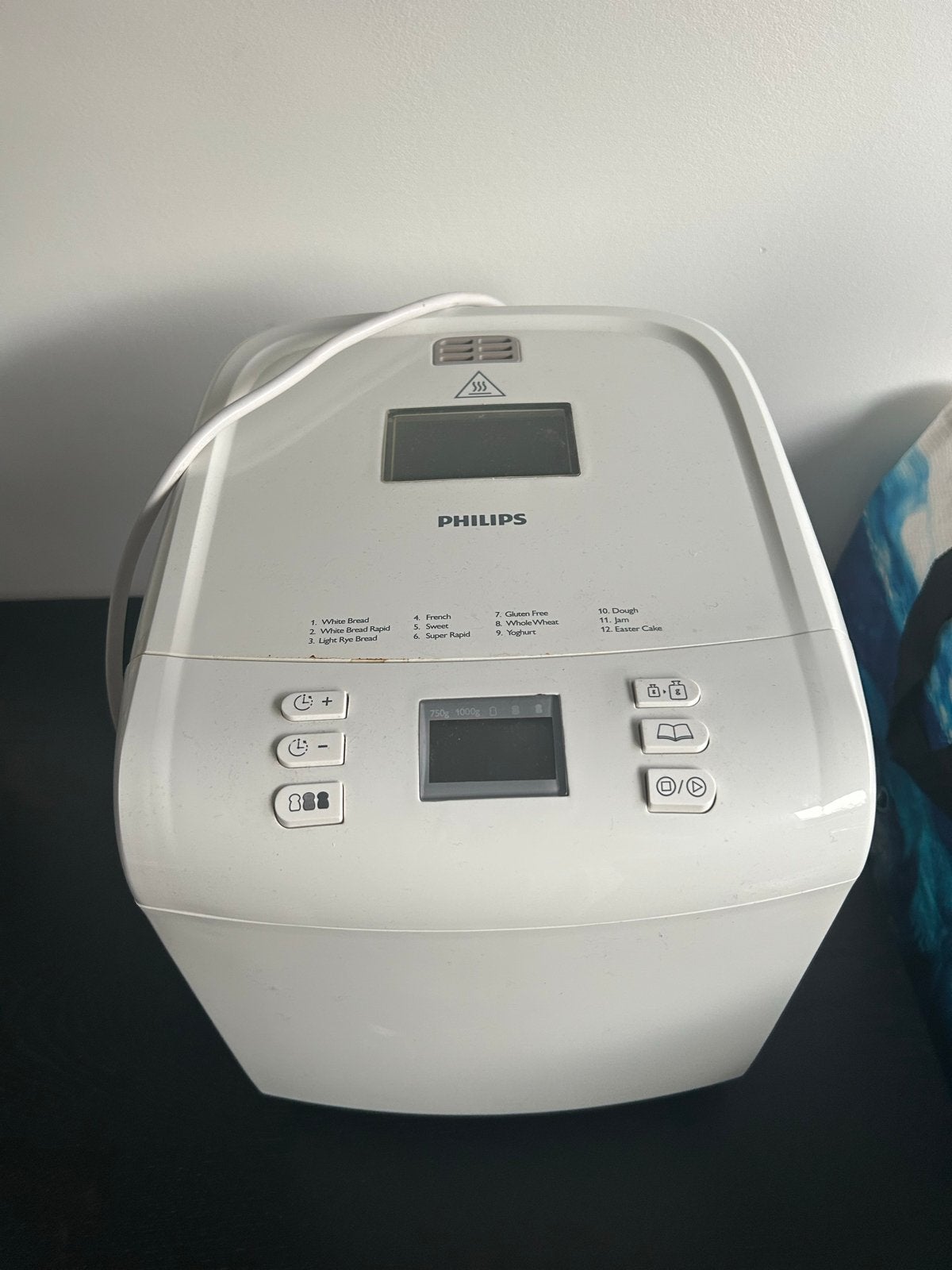 Philips Broodbakmachine HD9015/HD9016 - Wit, Ophalen, 800 tot 1200 gram deeg, Zonder timer, Gebruikt