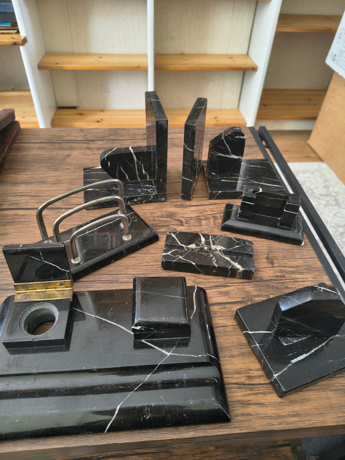 Art Deco Marmeren Bureauset, Ophalen