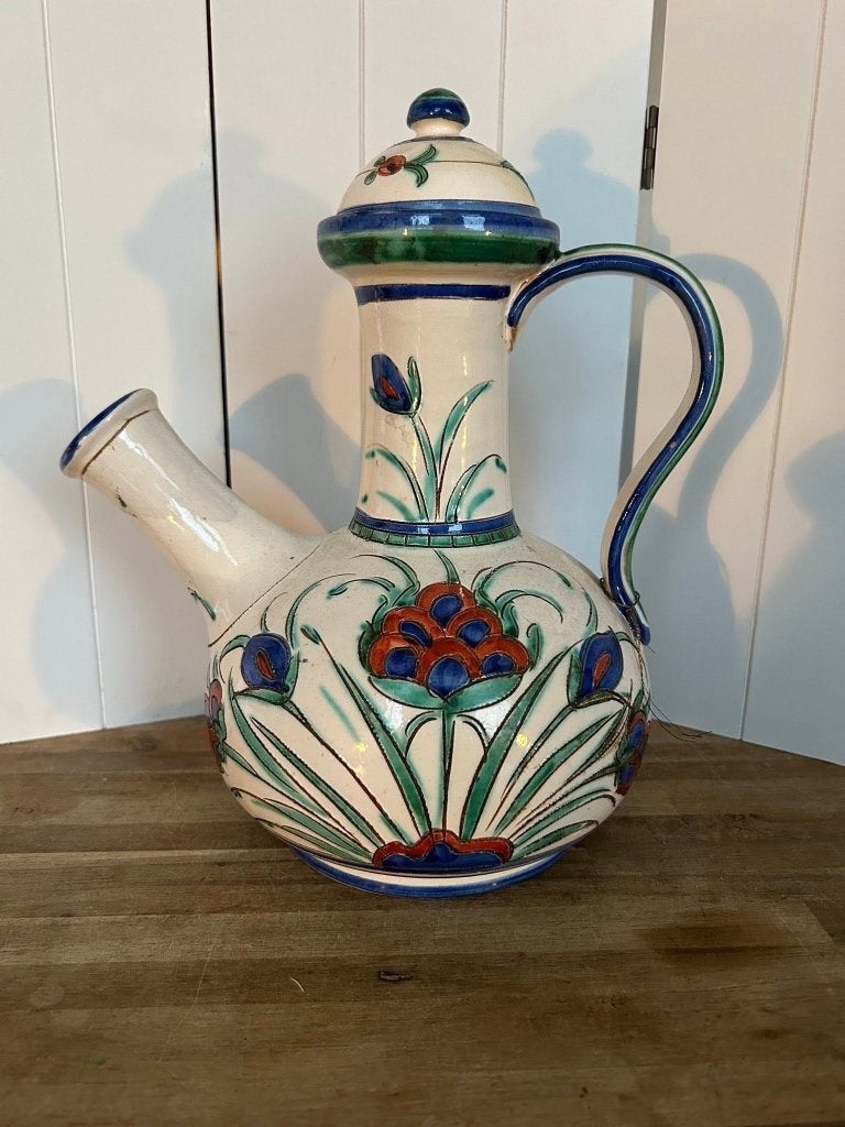 Vintage Italiaanse keramieken kan met deksel, Antiek en Kunst, Ophalen of Verzenden