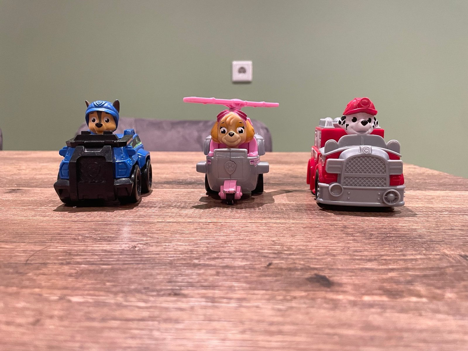 Paw Patrol set: Skye, Chase en Marshall in voertuigen, Ophalen of Verzenden, Gebruikt