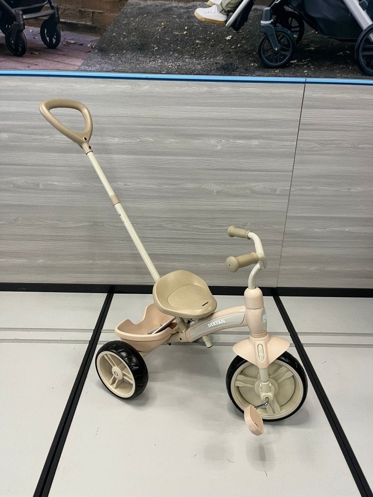 Driewieler met duwstang - Beige, Ophalen of Verzenden, Nieuw