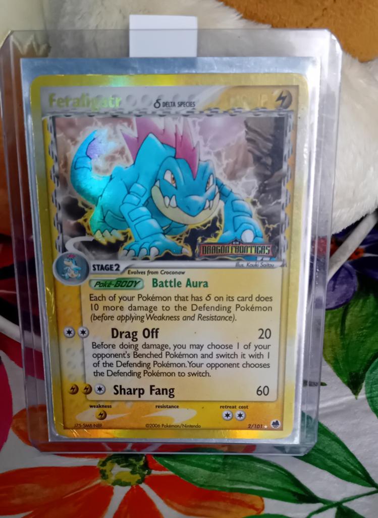 Pokemon kaarten feraligatr delta, Ophalen of Verzenden, Gebruikt, Losse kaart, Foil