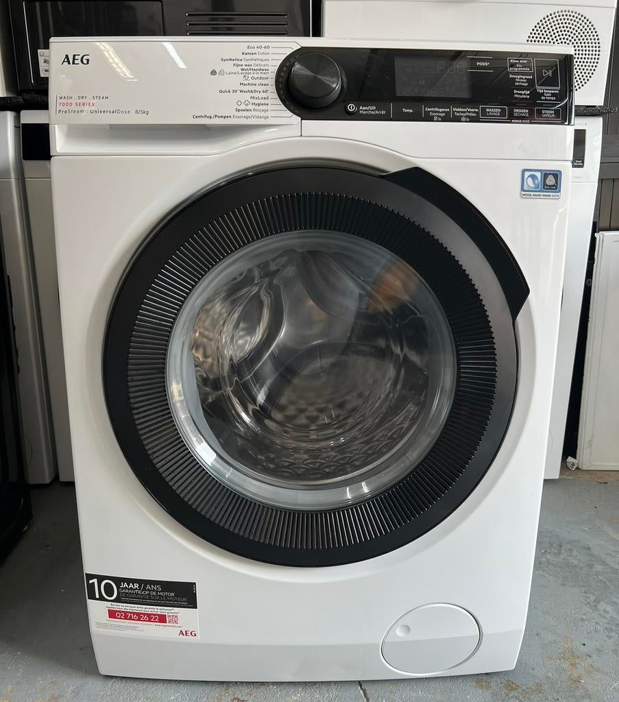 AEG Was-droogcombi 8/5KG LWR7586CUB DualSense UniversalDose, 8 tot 10 kg, Ophalen of Verzenden, Zo goed als nieuw, 85 tot 90 cm