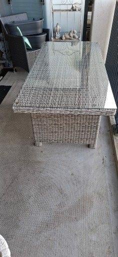Tuintafel met Glasplaat, Ophalen, Gebruikt, Rechthoekig, Kunststof