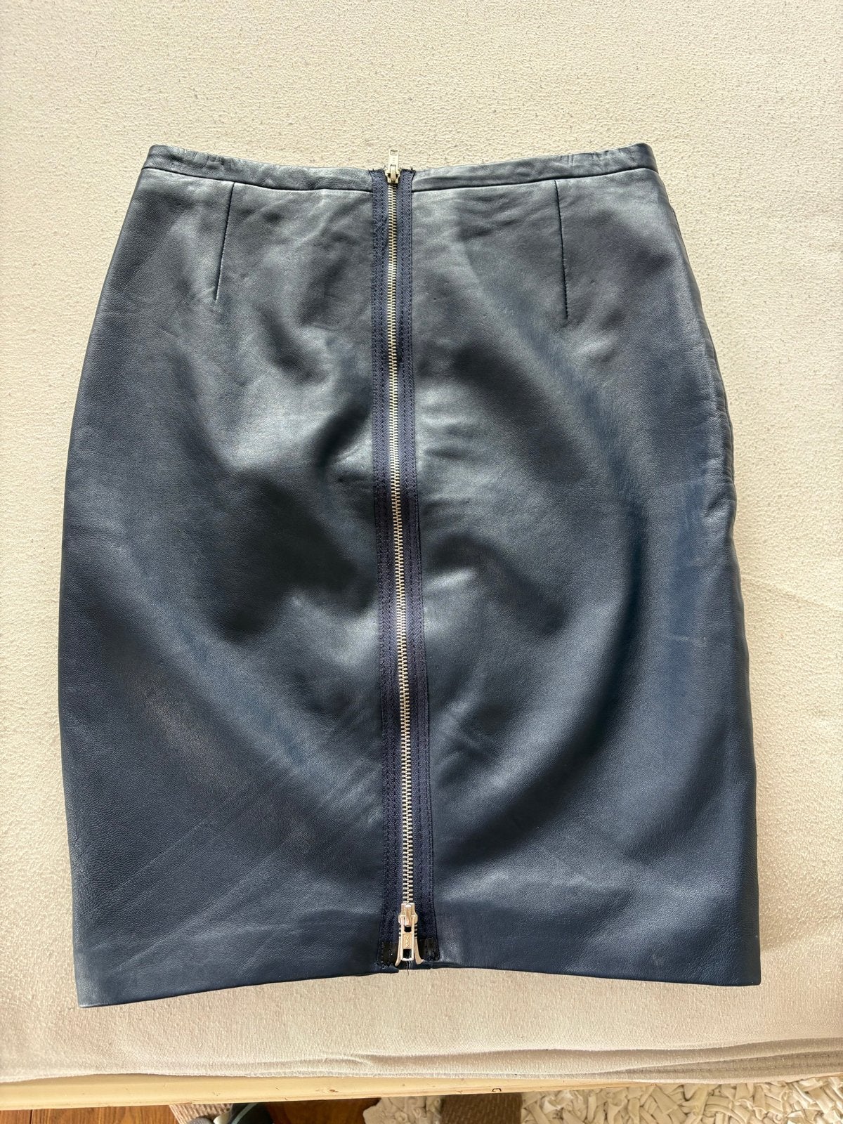 Nikkie Leren Rok Maat 38 met Rits blauw, Maat 38/40 (M), Blauw, Ophalen of Verzenden, Zo goed als nieuw