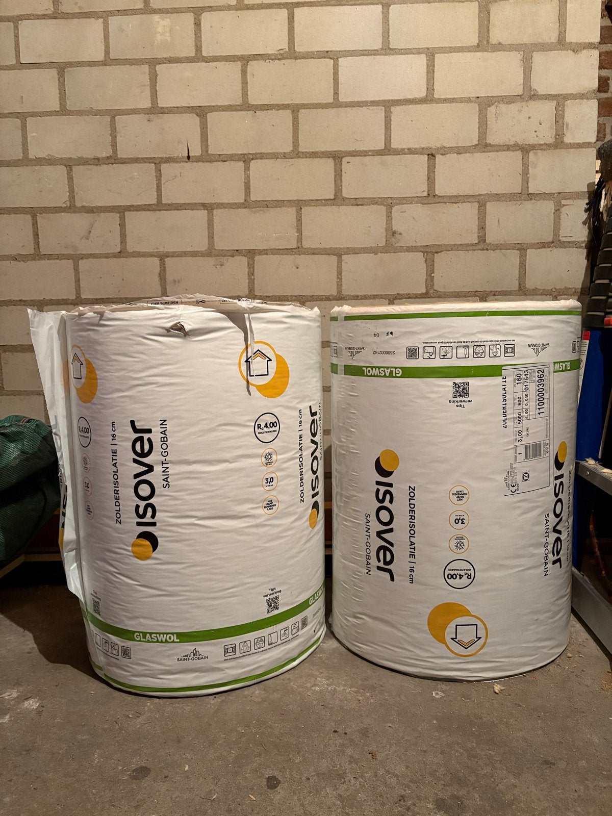 Isover Glaswol Zolderisolatie 16cm - 2 Rollen, 10 tot 15 m², 12 cm of meer, Nieuw, Glaswol