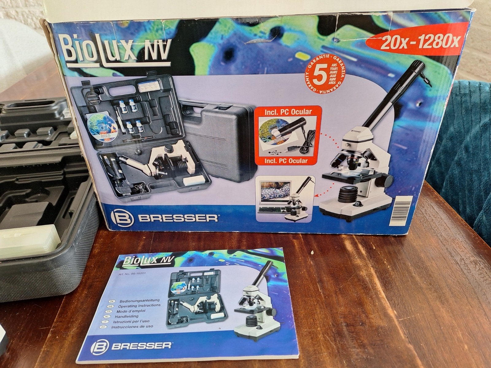 Bresser Biolux NV Microscoop 20x-1280x met PC Oculair, Ophalen of Verzenden, Zo goed als nieuw, 1000x of meer, Biologische microscoop
