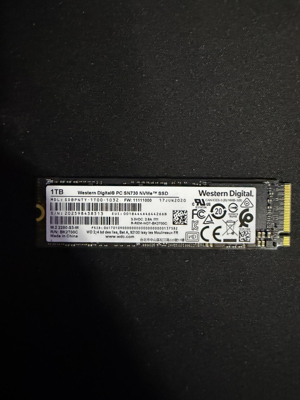 1tb ssd nvme m2 chip zgan, Computers en Software, Harde schijven, Ophalen of Verzenden, Zo goed als nieuw, Desktop, USB